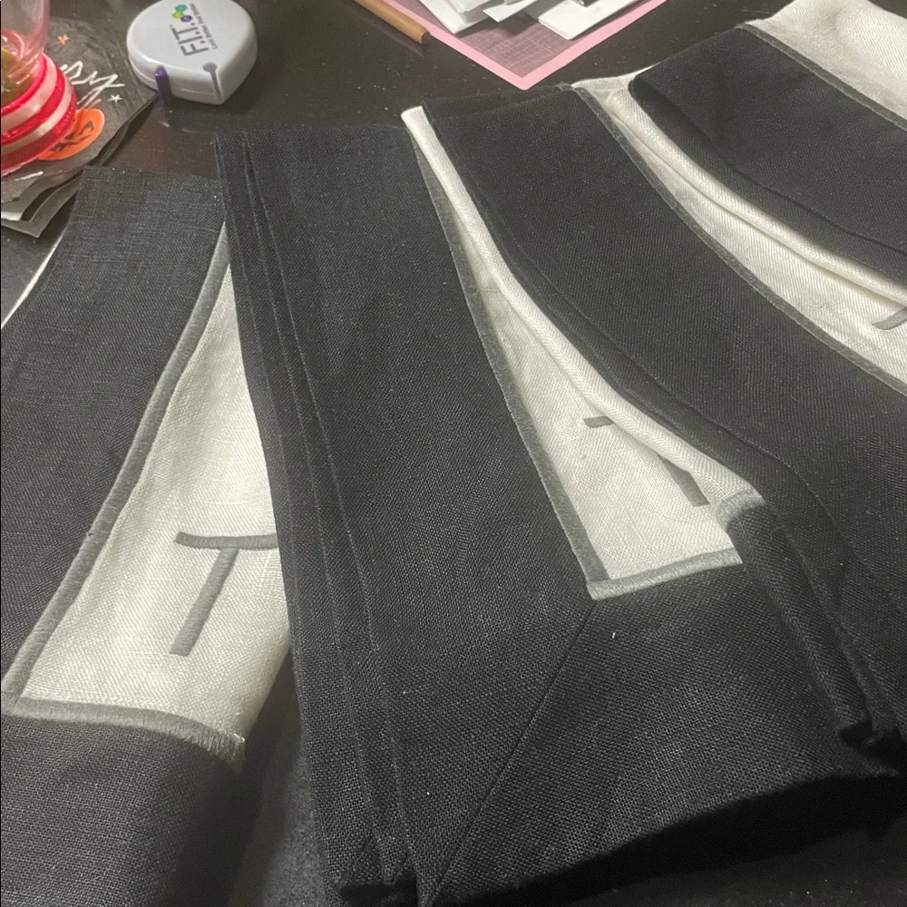 Williams Sonoma Black and White Linen Fabric